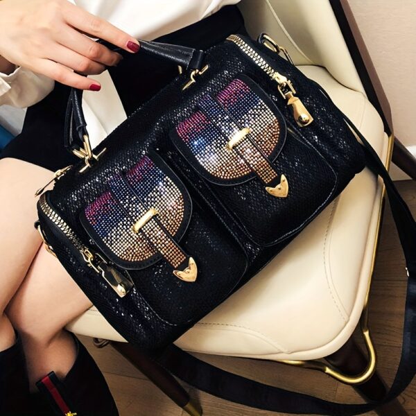 Elegant Large-Capacity Rhinestone Glitter Bag – Stylish Shoulder & Crossbody Handbag for Women