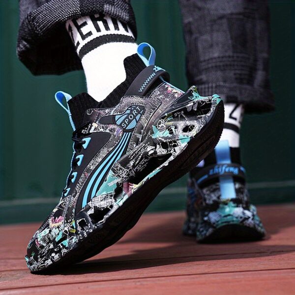 Shock-Absorbing Breathable Graffiti Blade Sneakers – Men's Lace-Up Running Shoes - Image 48