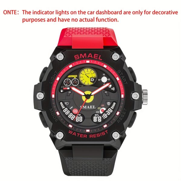 SMAEL Outdoor Sports Watch – Racing Dashboard Design, LED Stopwatch & Quartz Movement – For Men & Women - Image 2