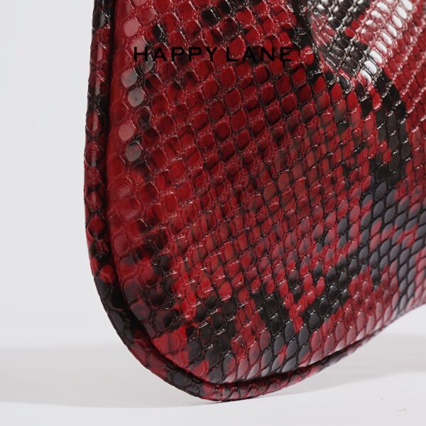 HAPPY LANE Red Snake Pattern Shoulder Bag – Stylish Synthetic Leather Underarm Purse with Zipper Closure - Image 2