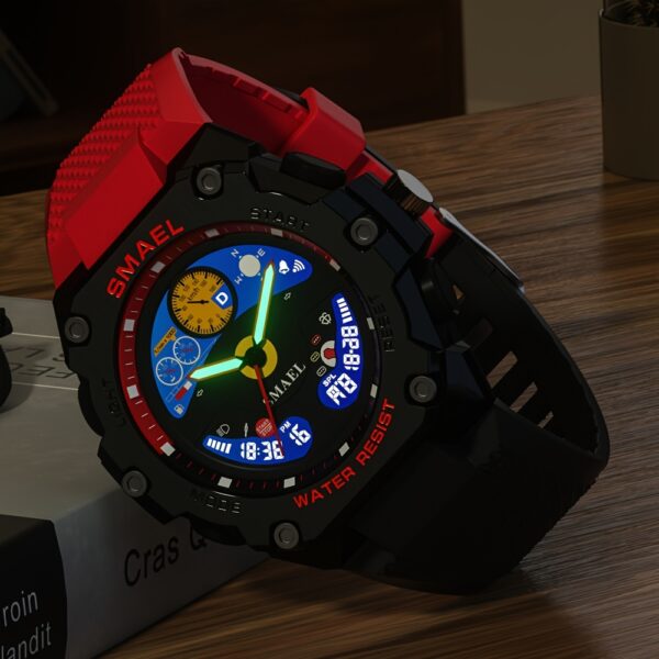 SMAEL Outdoor Sports Watch – Racing Dashboard Design, LED Stopwatch & Quartz Movement – For Men & Women - Image 12