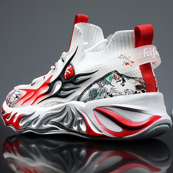 Men's High-Top Basketball Sneakers – Breathable Knit Upper, MD/Rubber Sole, Lace-Up for Running & Casual Wear - Image 4
