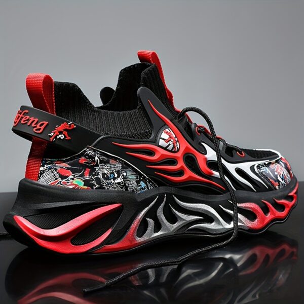 Men's High-Top Basketball Sneakers – Breathable Knit Upper, MD/Rubber Sole, Lace-Up for Running & Casual Wear - Image 2