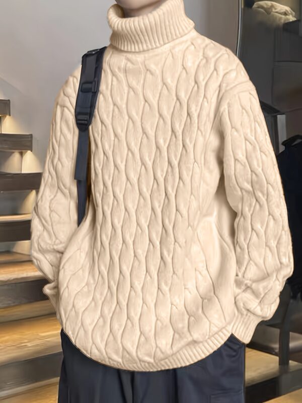 Plus Size Men's Crew Neck Sweater - Comfortable & Stretchy Winter Knit Top - Image 5