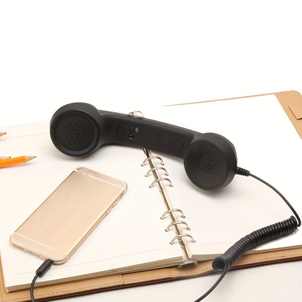 Retro Wired Telephone Handset with Type-C Adapter – Compatible with iPhone 15/16 & Android, Mic, 3.5mm Jack, Tangle-Free Cable - Image 5