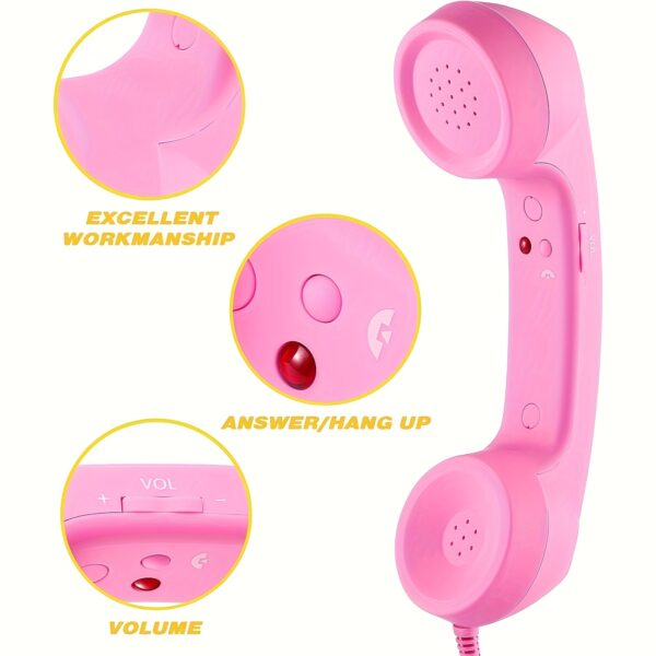 Retro Wired Telephone Handset with Type-C Adapter – Compatible with iPhone 15/16 & Android, Mic, 3.5mm Jack, Tangle-Free Cable - Image 8