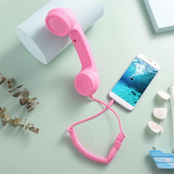 Retro Wired Telephone Handset with Type-C Adapter – Compatible with iPhone 15/16 & Android, Mic, 3.5mm Jack, Tangle-Free Cable - Image 7
