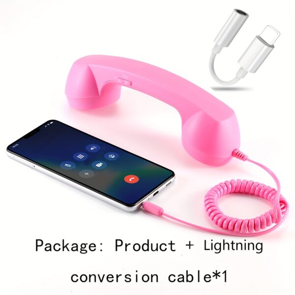 Retro Wired Telephone Handset with Type-C Adapter – Compatible with iPhone 15/16 & Android, Mic, 3.5mm Jack, Tangle-Free Cable - Image 9