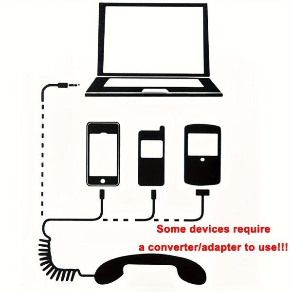 Retro Wired Telephone Handset with Type-C Adapter – Compatible with iPhone 15/16 & Android, Mic, 3.5mm Jack, Tangle-Free Cable - Image 10