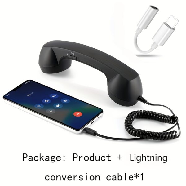 Retro Wired Telephone Handset with Type-C Adapter – Compatible with iPhone 15/16 & Android, Mic, 3.5mm Jack, Tangle-Free Cable - Image 13